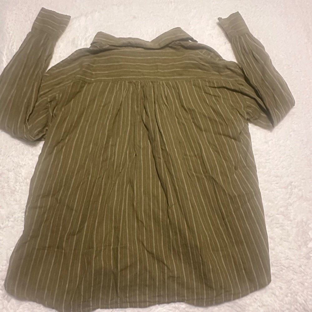 Free People Under The Boardwalk Tunic‎ Top XS Olive Green Striped Linen blend - Picture 8 of 8